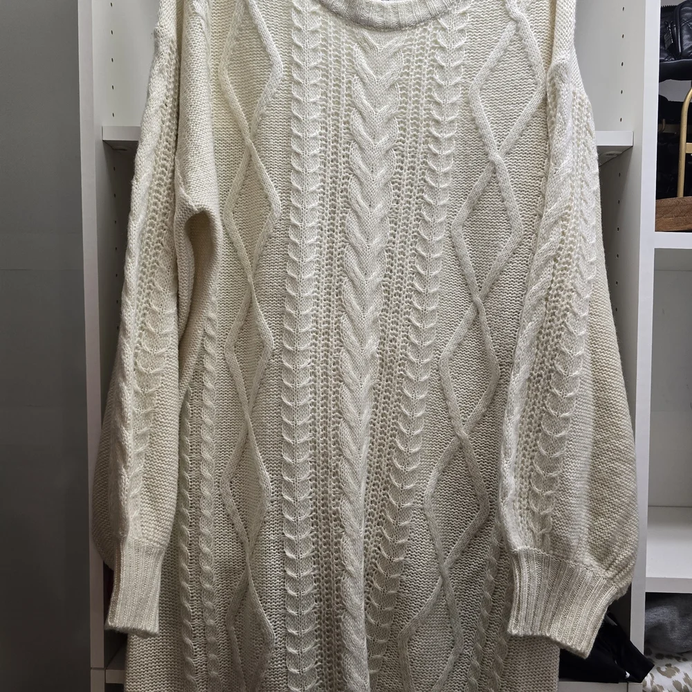 Flying Tomato Cream Knit Puff Sleeve Mini Sweater Dress - Picture 2 of 4
